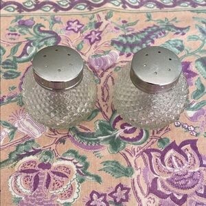 Vintage Grace GlassSalt and Pepper Shakers with a Diamond Pattern